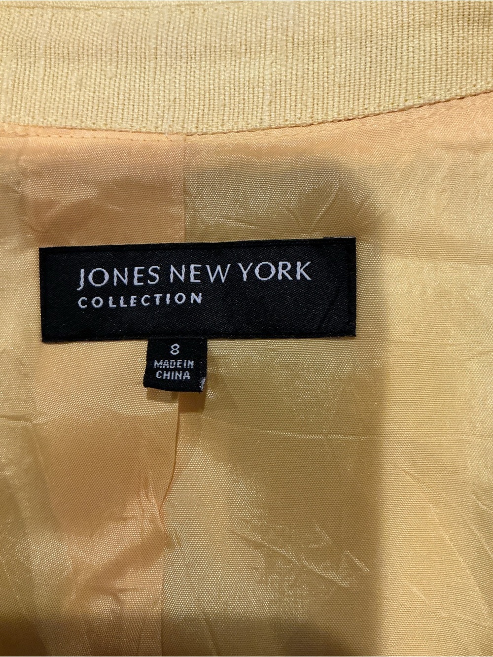 Jones New York Silk Blazer Yellow Size 8 Cropped Lightweight Jacket - Picture 7 of 8